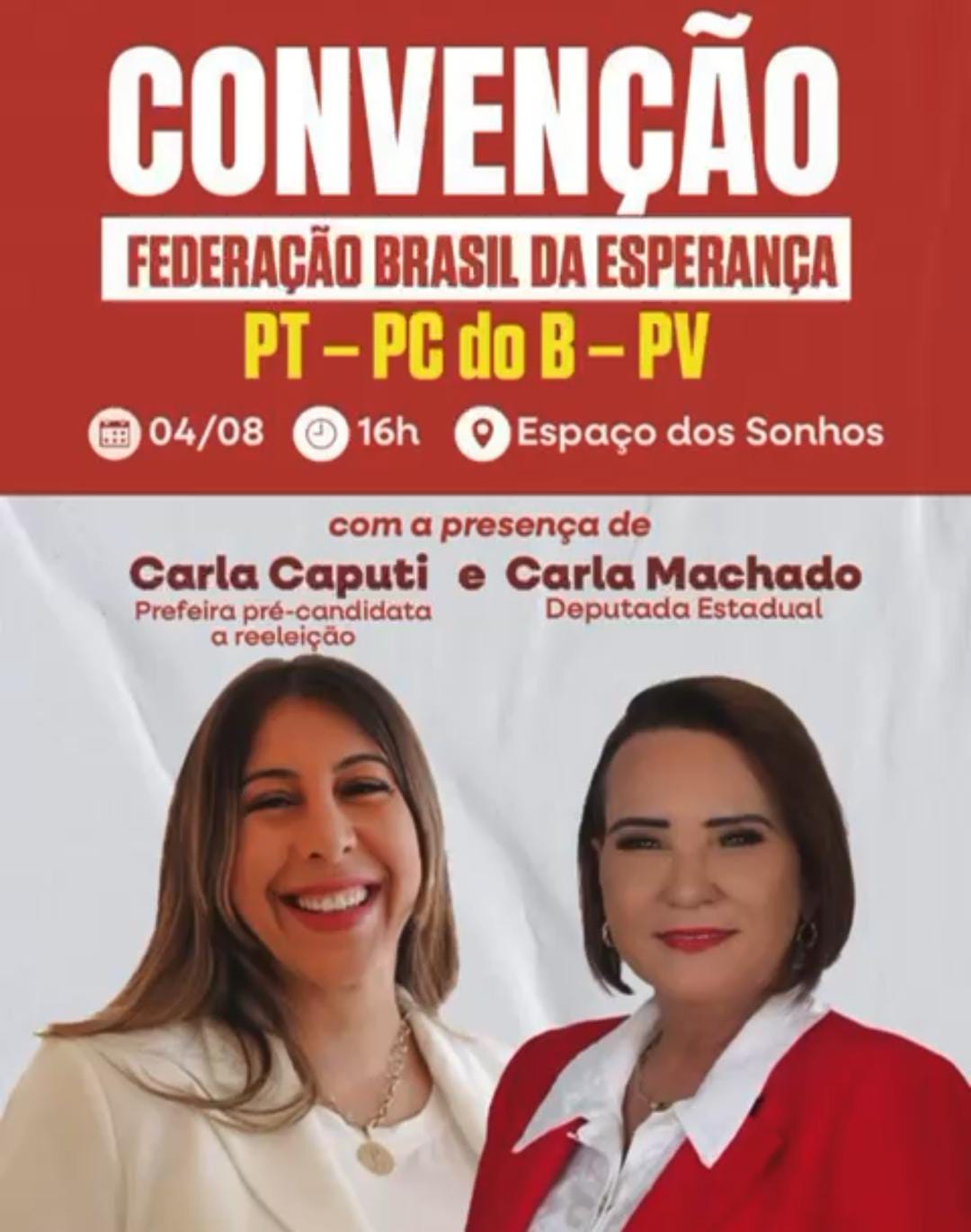 Com a presença de Carla Machado, PT indica vice de Caputi no domingo em SJB