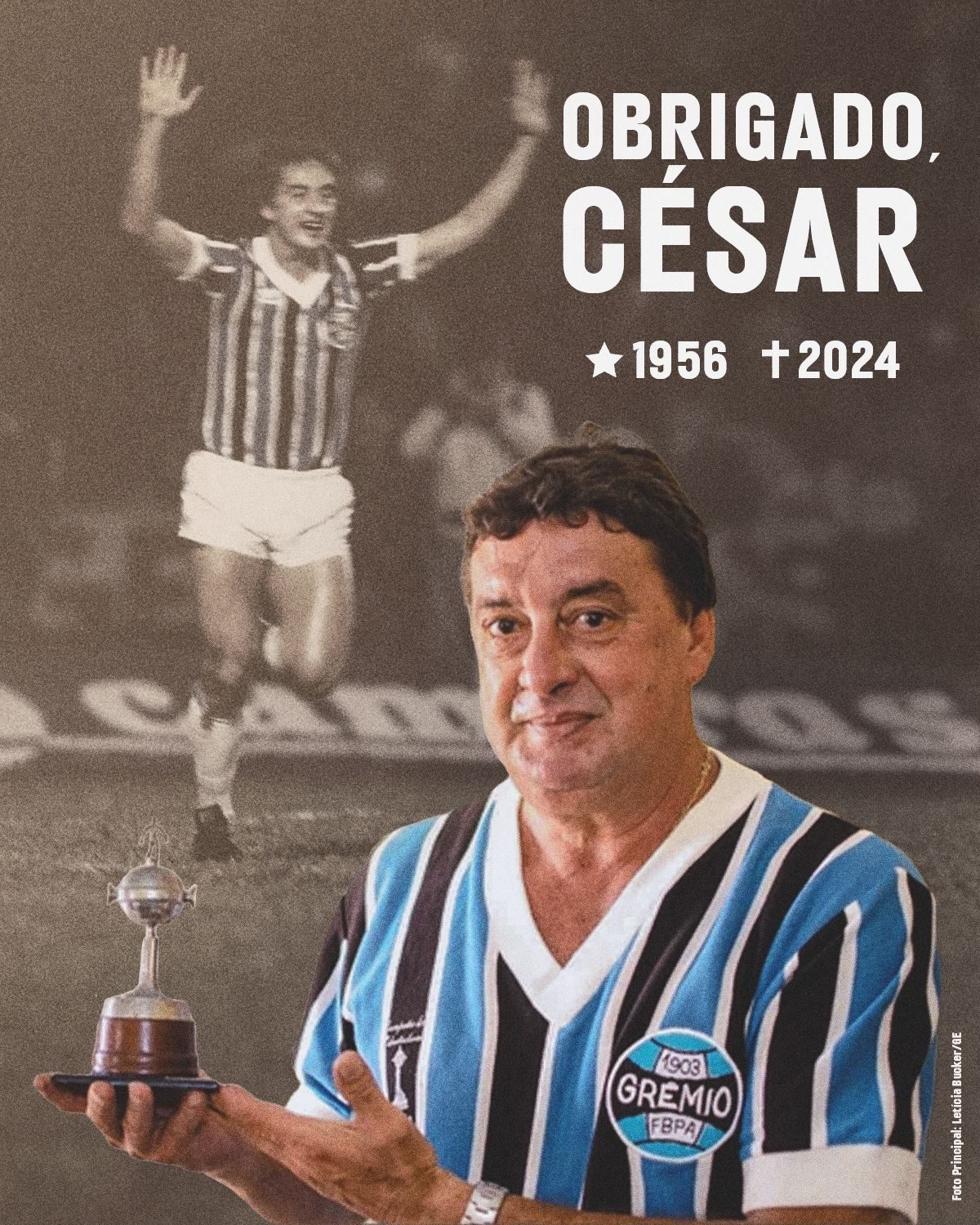 Morre César Martins de Oliveira, atleta sanjoanense e ídolo do Grêmio, aos 68 anos