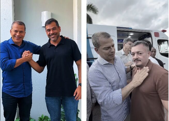 Frederico Paes afaga Bruno Dauaire após gesto visto como apoio a Thiago Virgílio