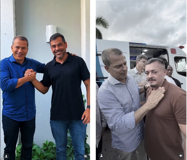 Frederico Paes afaga Bruno Dauaire após gesto visto como apoio a Thiago Virgílio