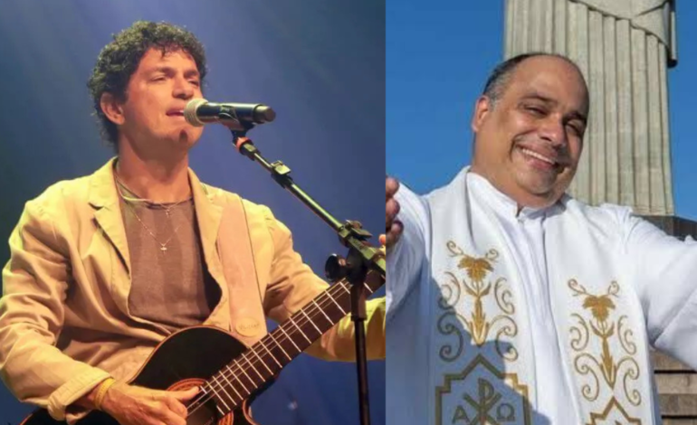 Jorge Vercillo e Padre Omar na festa do Santíssimo Salvador