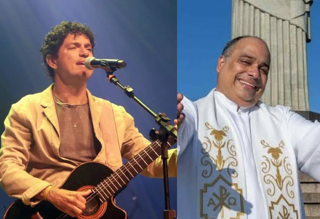 Jorge Vercillo e Padre Omar na festa do Santíssimo Salvador