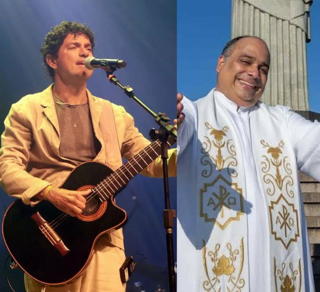 Jorge Vercillo e Padre Omar na festa do Santíssimo Salvador