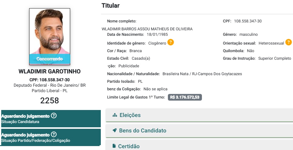Candidatura de Wladimir Garotinho registrada na Justiça Eleitoral