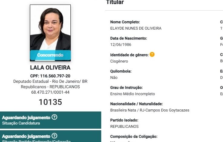 Lalá Oliveira também estreia nas urnas na disputa por vaga na Alerj