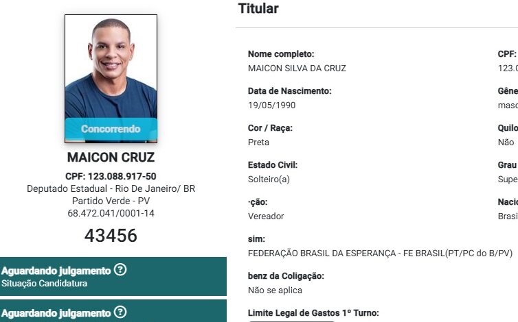 Maicon Cruz oficializa registro de candidatura à Alerj
