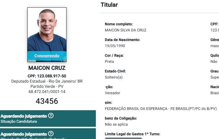 Maicon Cruz oficializa registro de candidatura à Alerj
