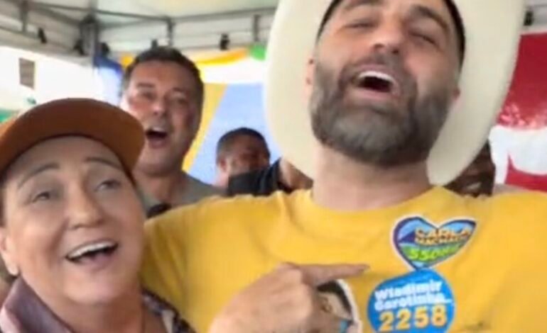 Carla Machado e Wladimir protagonizam momento descontraído nos 700 Cavaleiros
